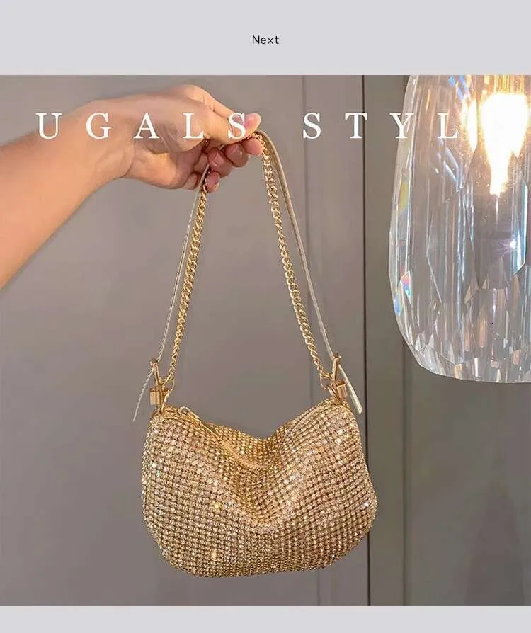 Crystal Rhie Dia Fashion Half Moon Borsa da donna Bg Shiny Even Wedd Party Clutch Borsa a tracolla Street_voghion.com