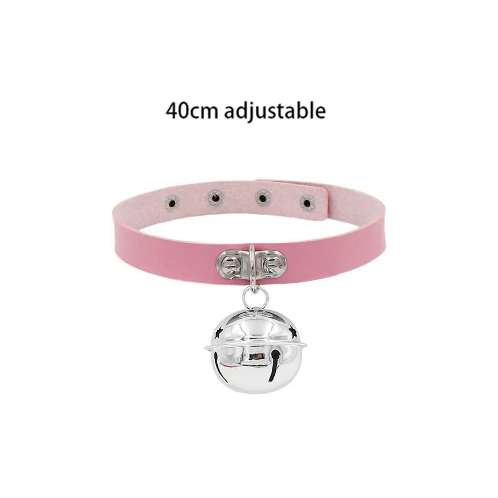 Collier ras du cou gothique en cuir avec pendentif rose sexy et tendance pour femme_voghion.com