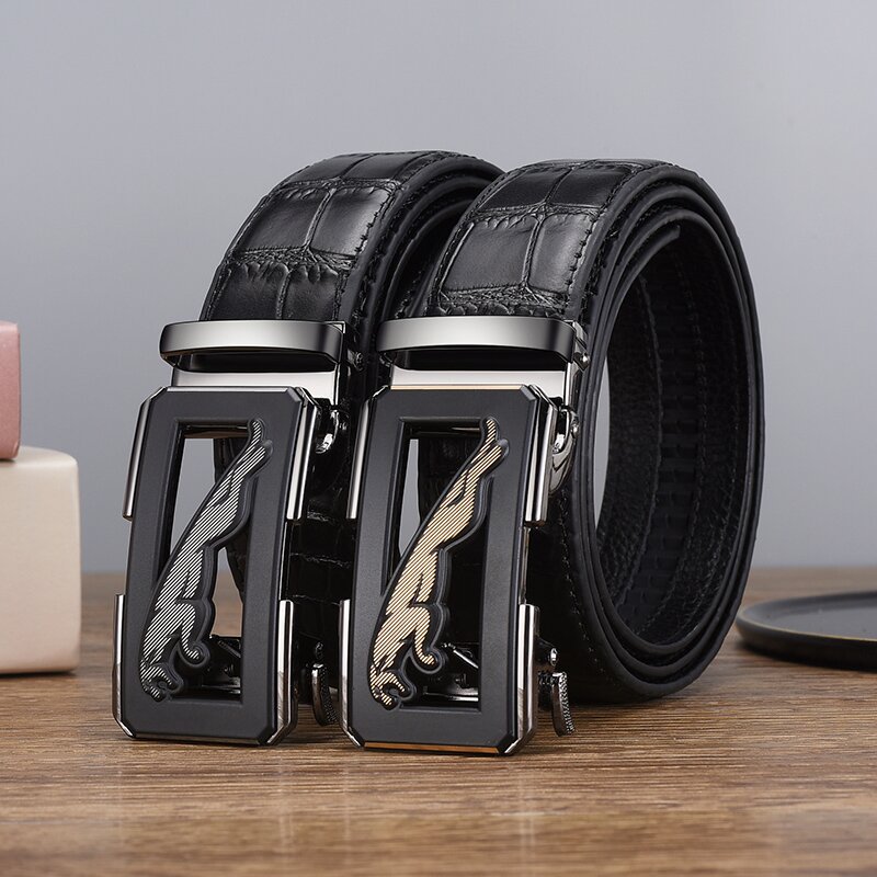 Unisex Men's alligator belt Men's belt Jaguar automatic cowhide belt casual all-in-one men's belt