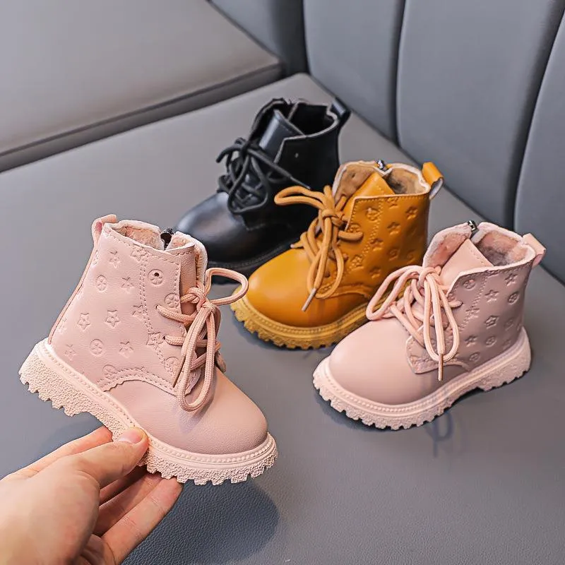 Kid Kleinkind Mode Herbst Winter Jungen Britischen Plüsch Kurze Kinder Mädchen Knöchel Cutefeet Junge Mädchen Stiefel Kinder Schuhe Größen_voghion.com