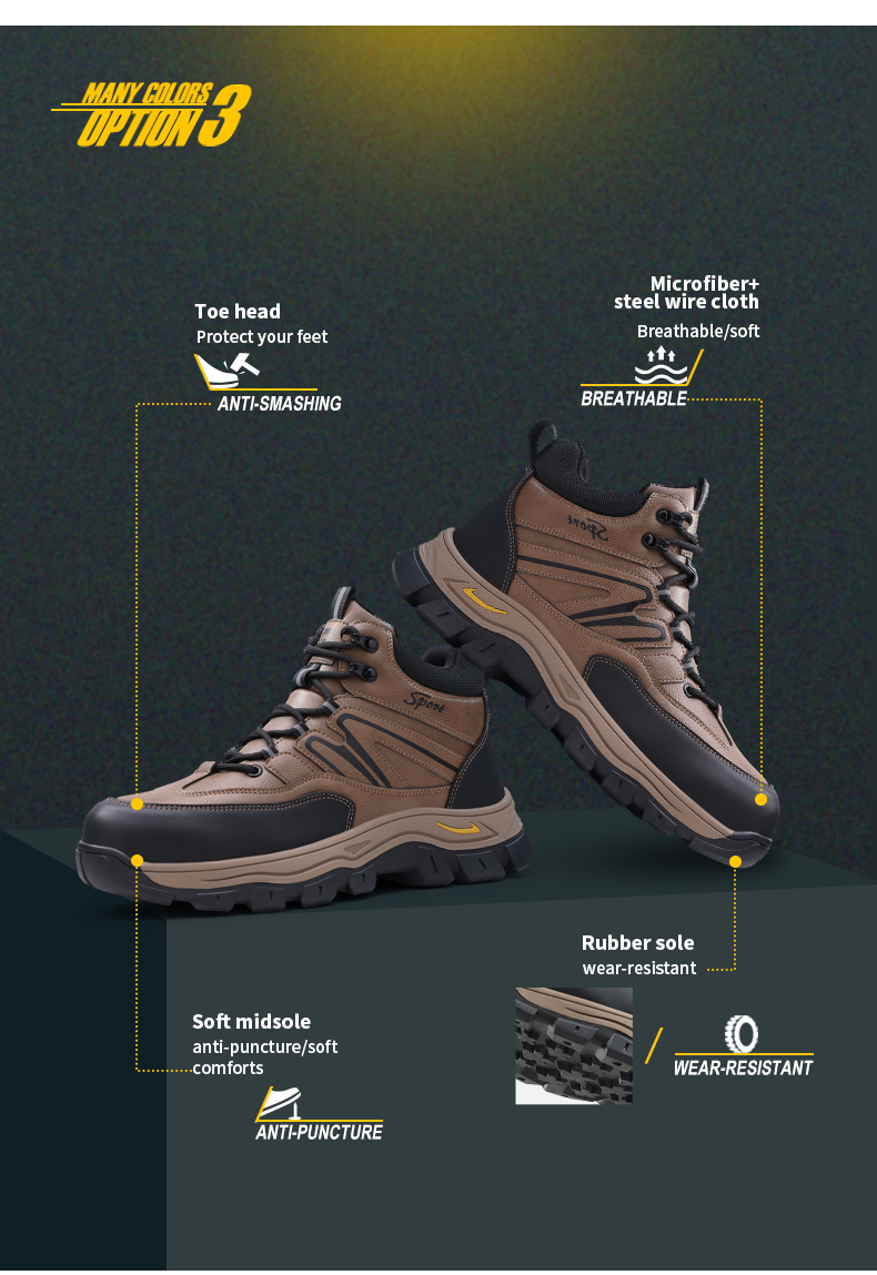 Scarpe antinfortunistiche GUYISA Scarpe da lavoro impermeabili Stivali con punta in acciaio Taglio alto 5059 38-45_voghion.com