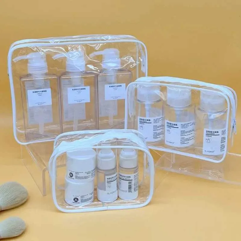Simple PVC transparent waterproof storage box travel makeup organizer bathroom wash bag Y241023_voghion.com