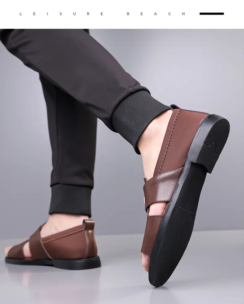 Men's Casual Leather Sandals For Beach And Summer Holidays_voghion.com