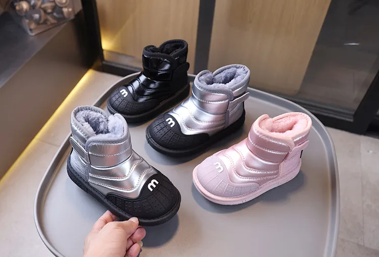 Winter Kids Youth Cotton Shoes Fashion Boys Girls Ankle Boots Littlesprouts Soft Bottom Warm Student Boot Sier Black_voghion.com