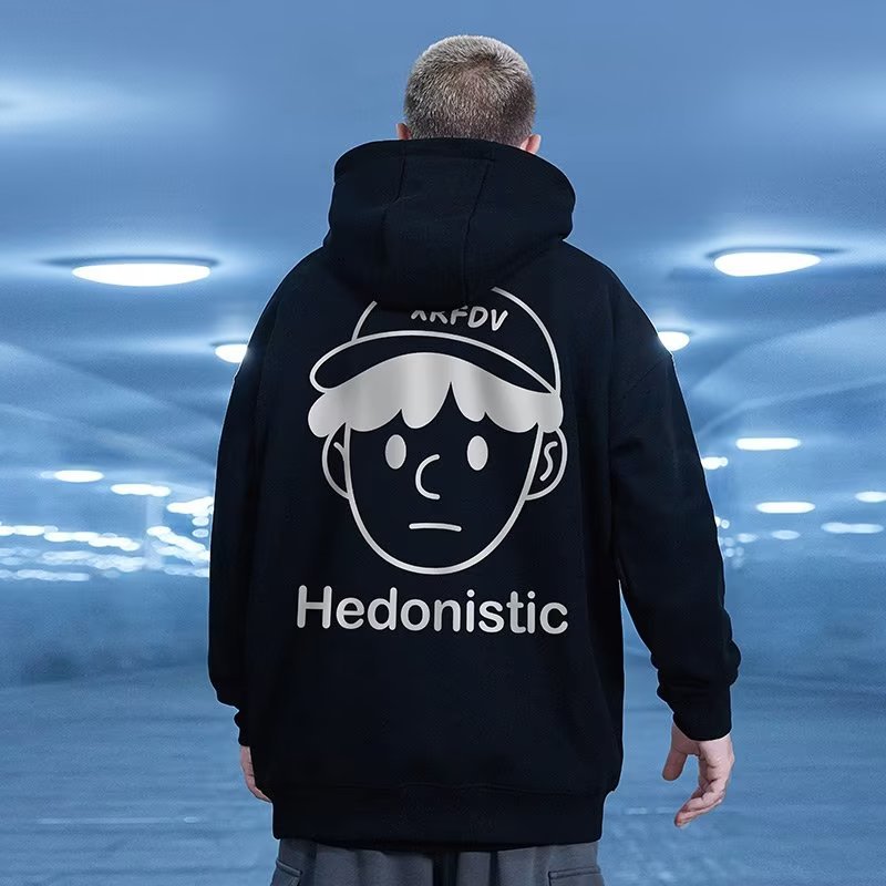 Il marchio di moda americano Instagram coppia cartoon felpa con cappuccio da uomo di tendenza in peluche di grandi dimensioni più grasso top oversize_voghion.com