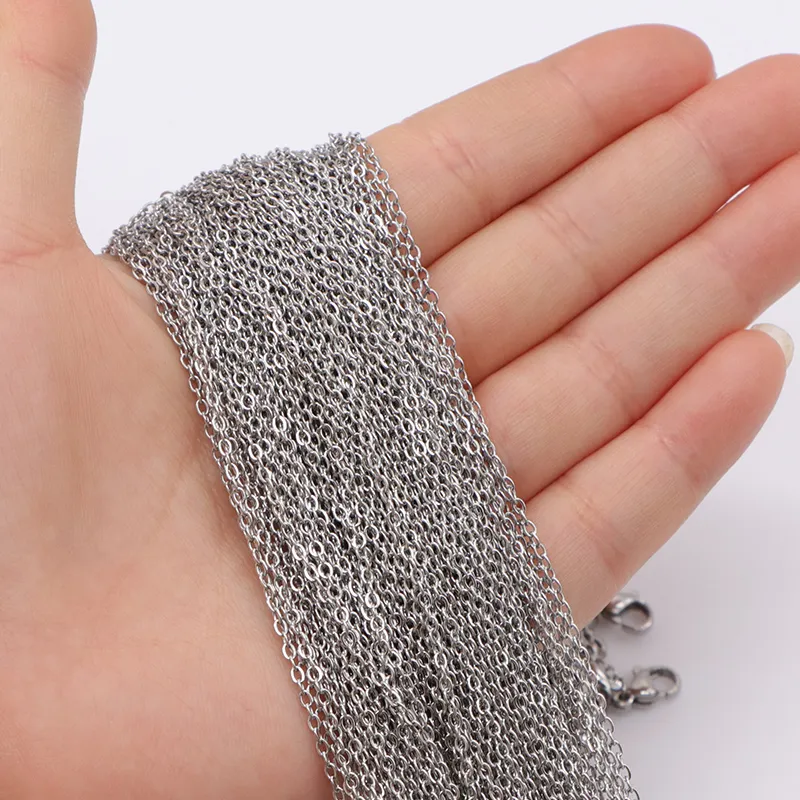 Ketten 10 teile/los 1,5mm Dicke Edelstahl Link Halsketten Halskette Für Diy Zubehör Schmuck Machen 45 5cm_voghion.com