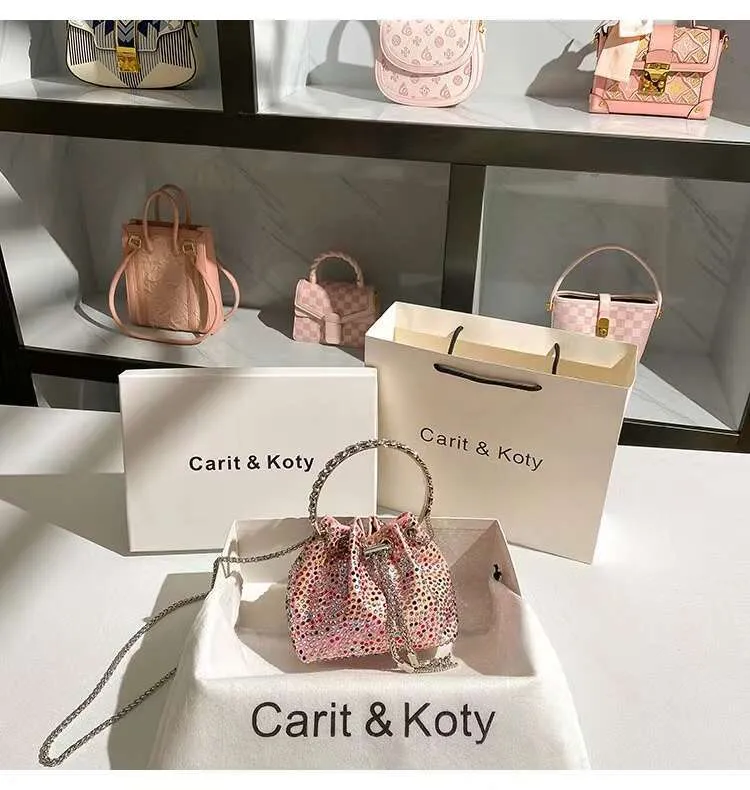 Glitter Shiny Dias Abend Metall Ring Griff Eimer Frauen Handtasche Hochzeit Party Kupplung Geldbörse Schulter Umhängetasche_voghion.com