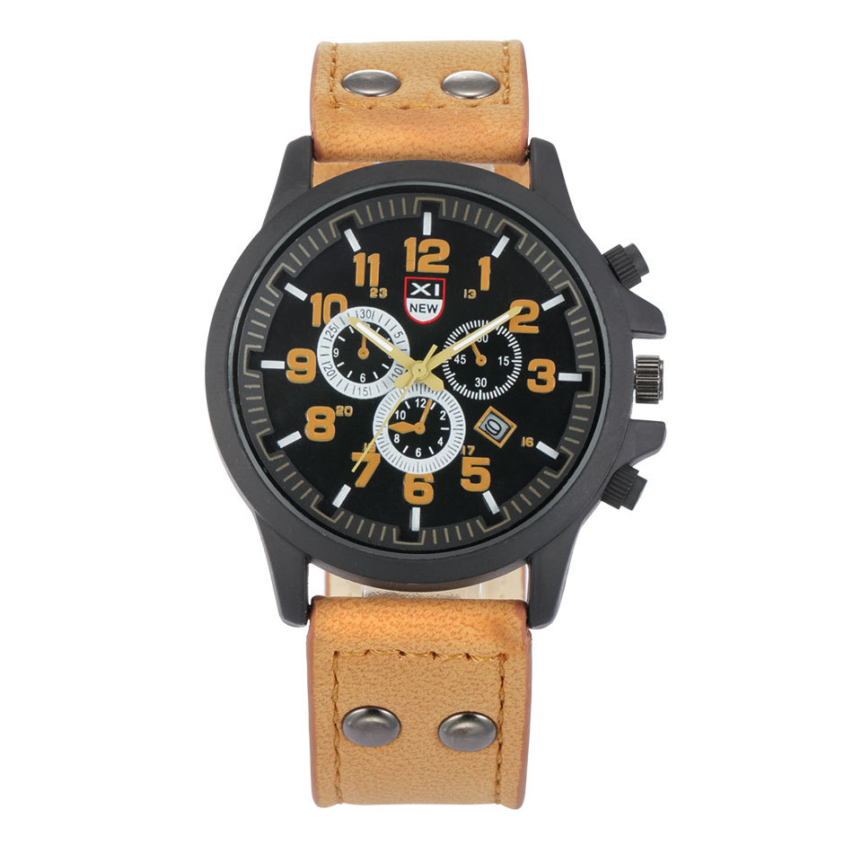 Nieuw herenriem quartz kalender sport militair horloge_voghion.com