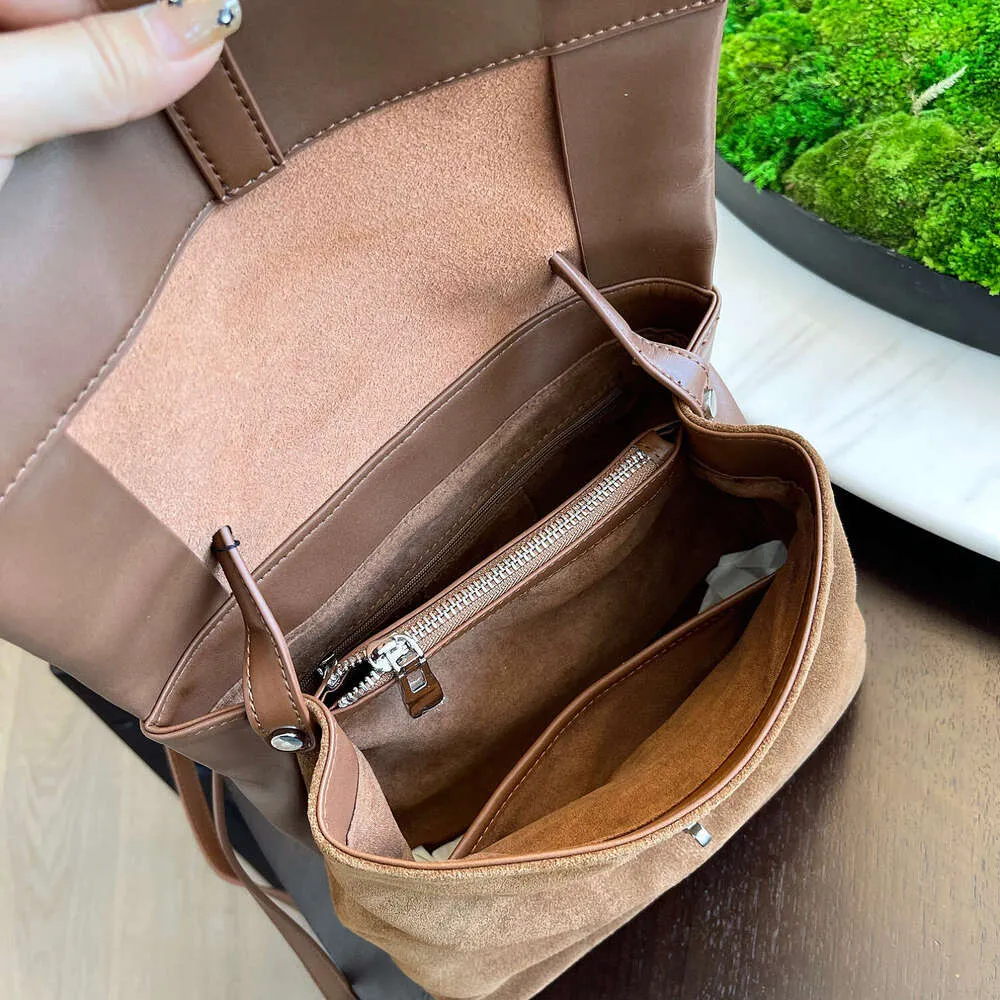 Sac à dos rétro décontracté pour femme, nouvelle collection automne-hiver, multicouches, en daim mat + cuir de vache fendu, pour les déplacements quotidiens_voghion.com