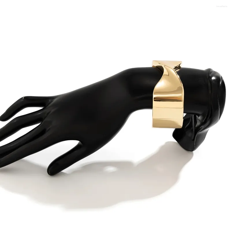 Brazalete grande de metal brillante Lacteo para mujer, con personalidad de moda, estilo viento exagerado, para fiestas de verano, banquetes, joyería_voghion.com