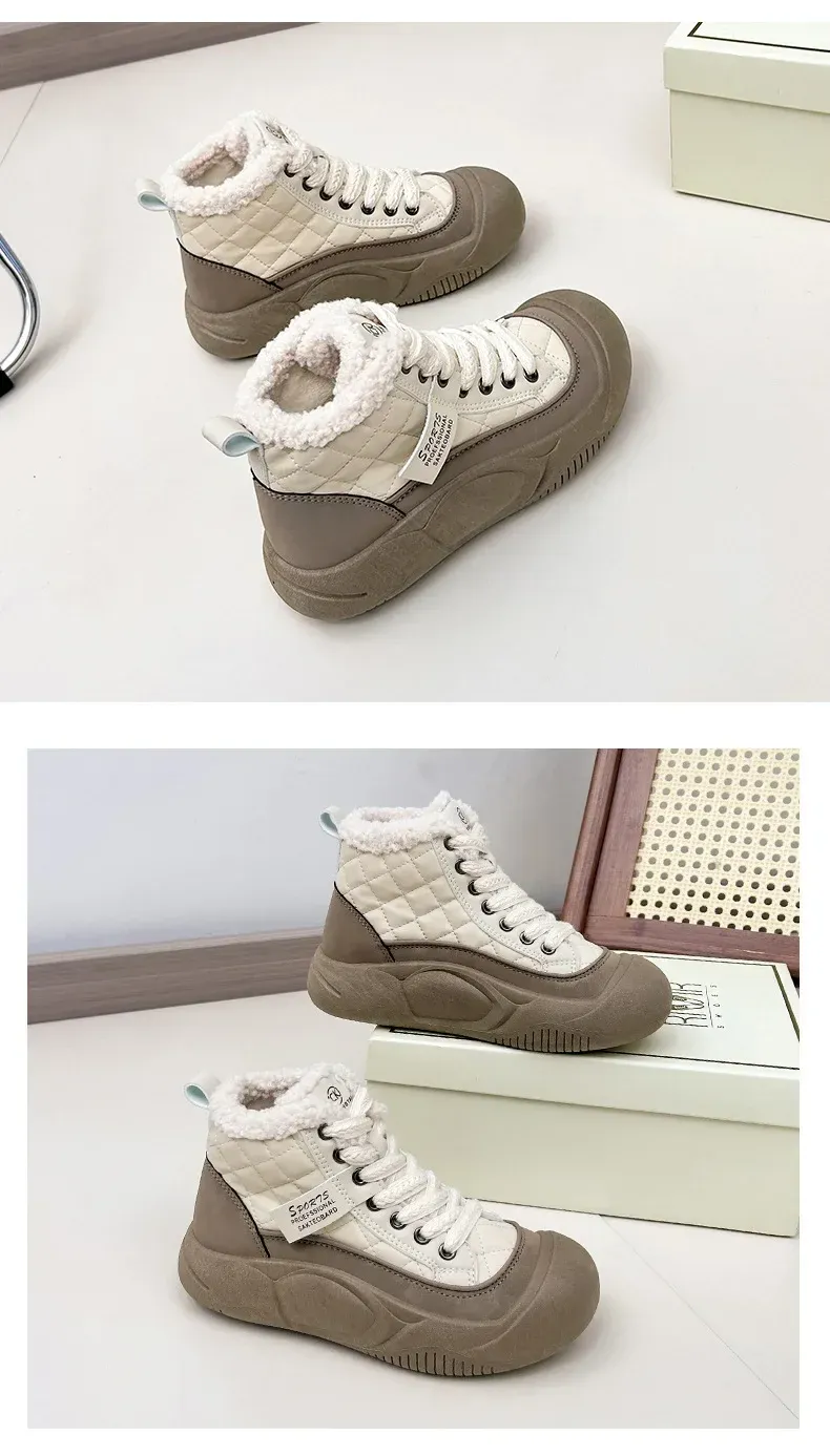 Botines mujer forrados de pelo botas invierno deportivas plataforma_voghion.com