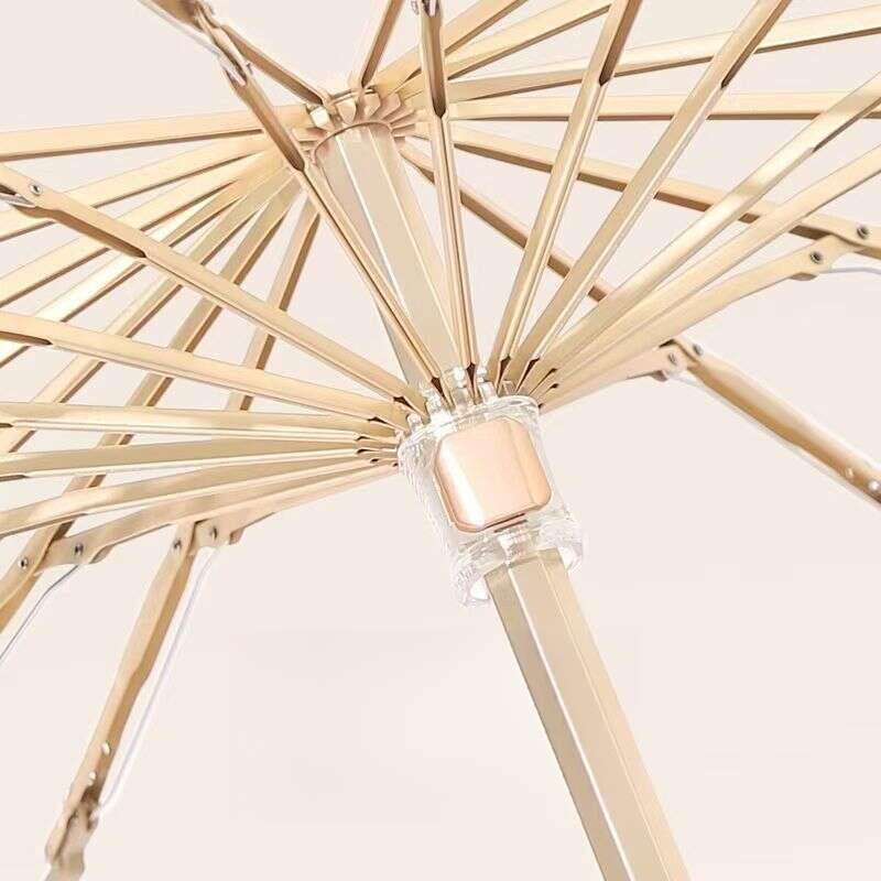 New Chinese Style 16 Double Bone Gold Rod Reinforced Umbrella, Glue Full Shading Sun Umbrella With Same Color Carrying_voghion.com