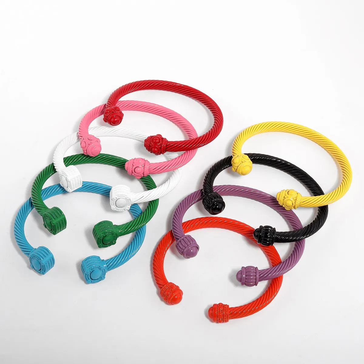 Colorful Enamel Cable Wire Bangle Bracelet For Women Designer Style_voghion.com