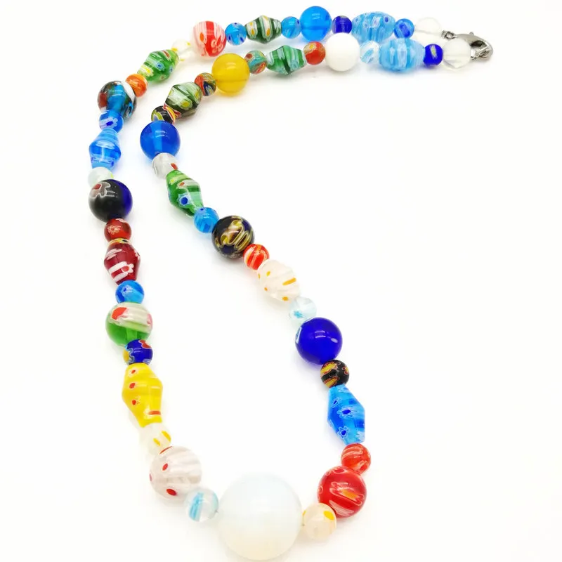 Ketten Mode Rad Millefiori Murano Glas Halskette 6-14mm_voghion.com