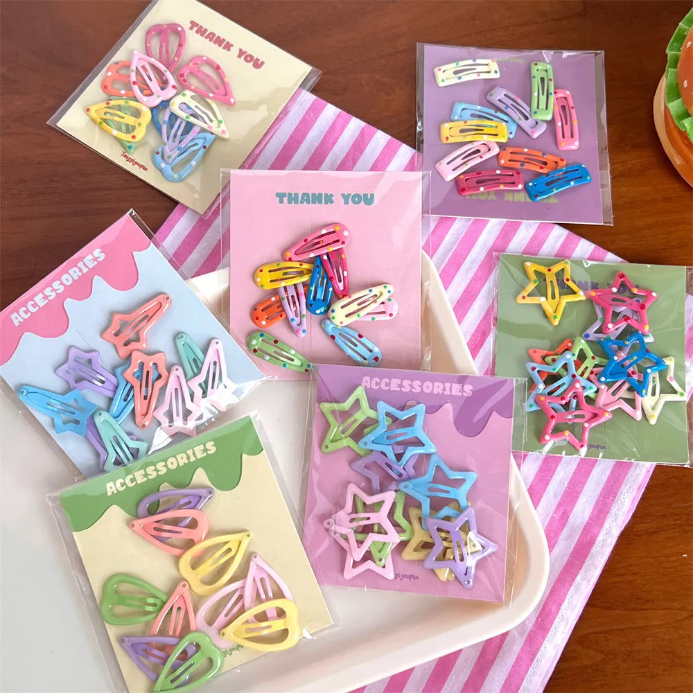 Confezione da 10 pezzi di fermagli colorati a forma di stella, graziosi fermagli per capelli in metallo per bambine e donne 22509_voghion.com