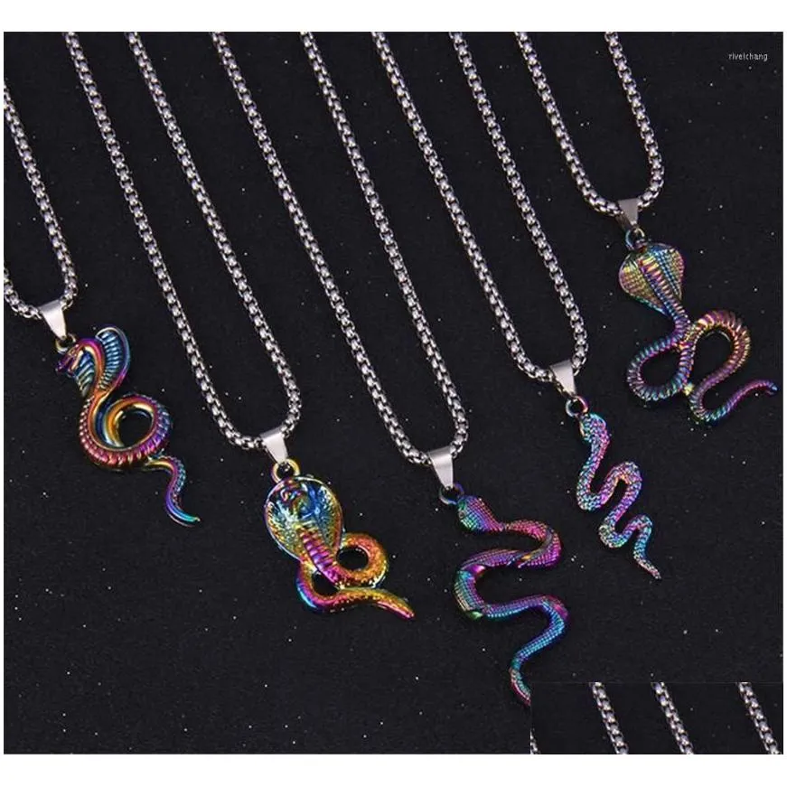 Snake Pendant Necklace Vintage Multicolour Python Jewellery_voghion.com