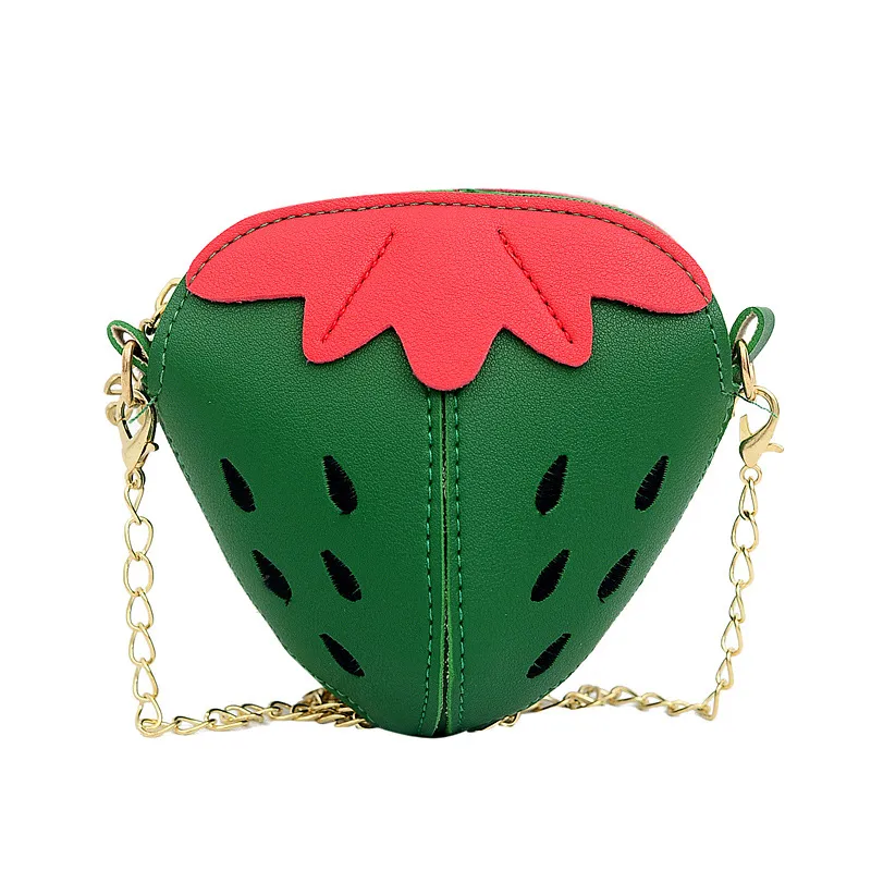 Kids Strawberry Shape Messenger Bags Cute Girls Princess Purse Children Chain Shoulder Outdoor Fruit Crossbody Bag M1169_voghion.com