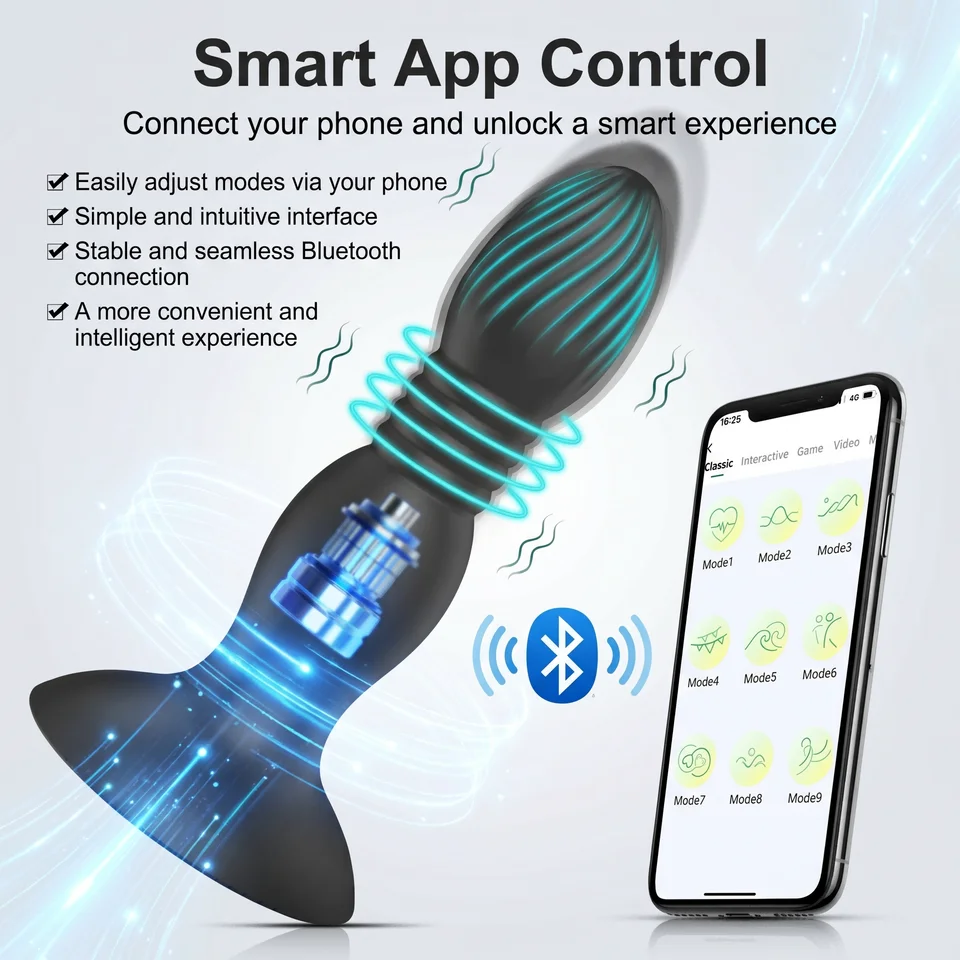 App Control Thrusting Butt Plug Vibrator With Suction Cup_voghion.com