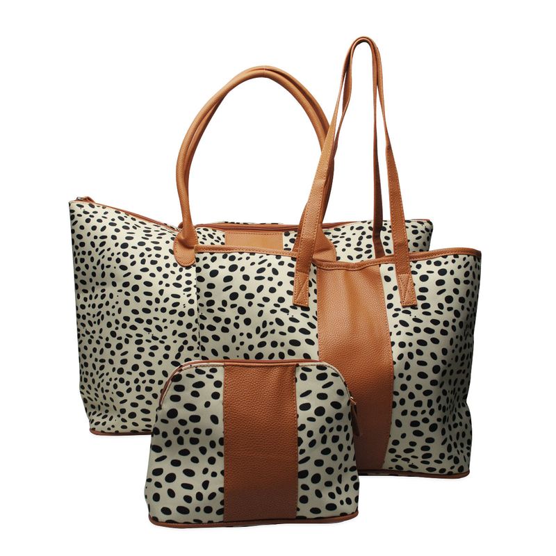 Große Kapazität, schwarze, leuchtende Leopardenmuster, dreiteilige Reisetasche, modische Urlaubsgepäcktasche, tragbare_voghion.com