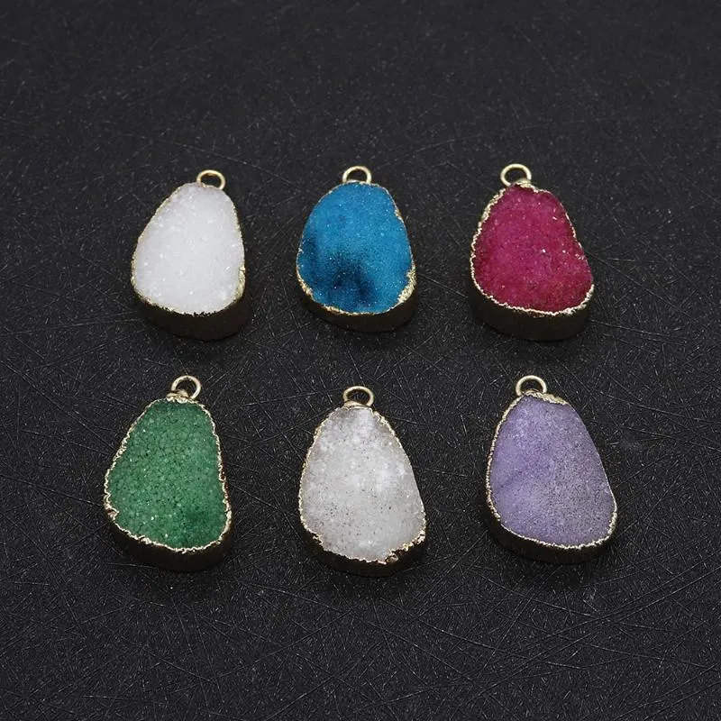 Collane con ciondolo in pietra naturale con cristallo irregolare, ciondolo in argento placcato, artigianato, creazione di gioielli da donna, collana fai da te_voghion.com