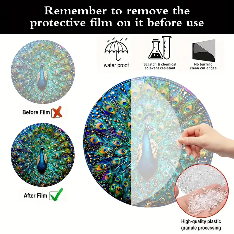 8" Peacock Suncatcher - Double-sided Acrylic Round. Perfect For Window/wall/garden Decor. Ideal Housewarming/holiday Gift & Diwali Decoration._voghion.com