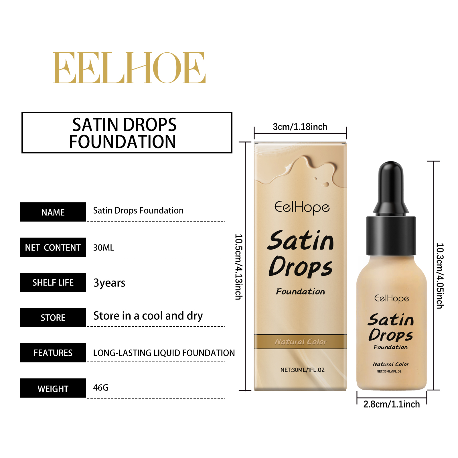 Base de maquilhagem líquida eelhope com corretor hidratante natural_voghion.com