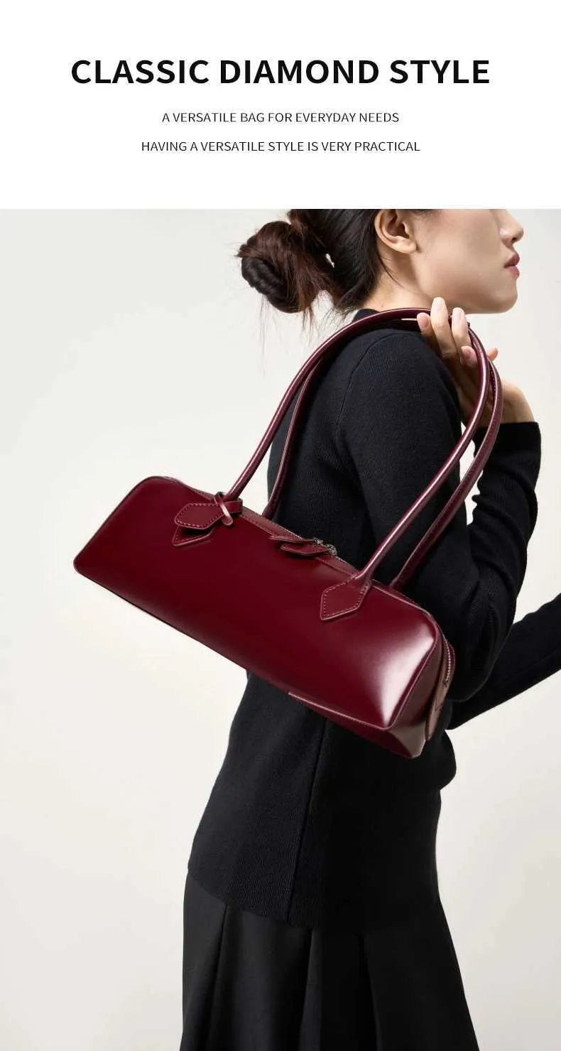 Genți de umăr coreene din piele naturală Hifashion pentru femei, genți de mână cu mâner lung, tip cârnat, pentru femei_voghion.com