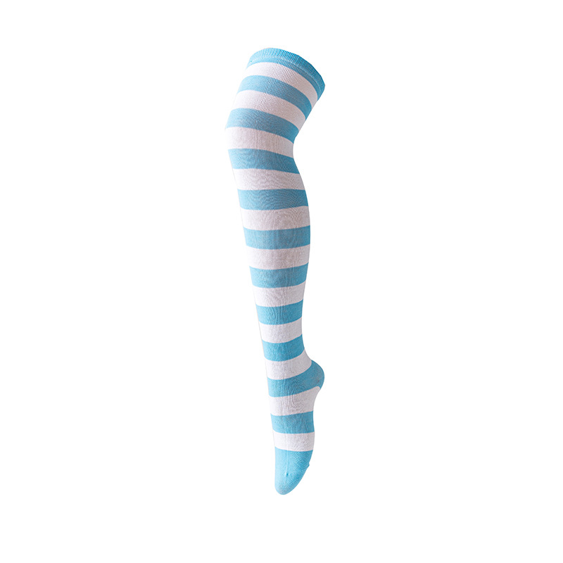 Calzini lunghi da donna sopra il ginocchio a righe colorate in bianco e nero per feste, per cosplay, anime, Natale e Halloween, a forma di gatto_voghion.com