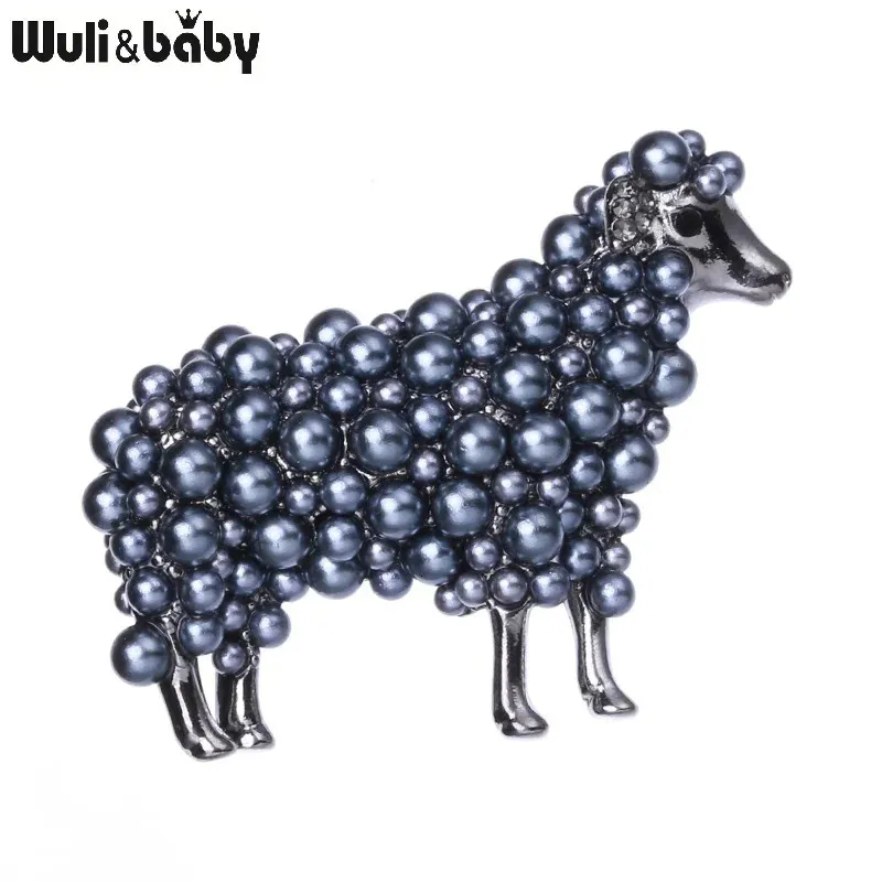 Wuli baby 2color Pearl Sheep Brooches For Women Unisex Lovely Animal Party Casual Brooch Pins Gifts 231109_voghion.com