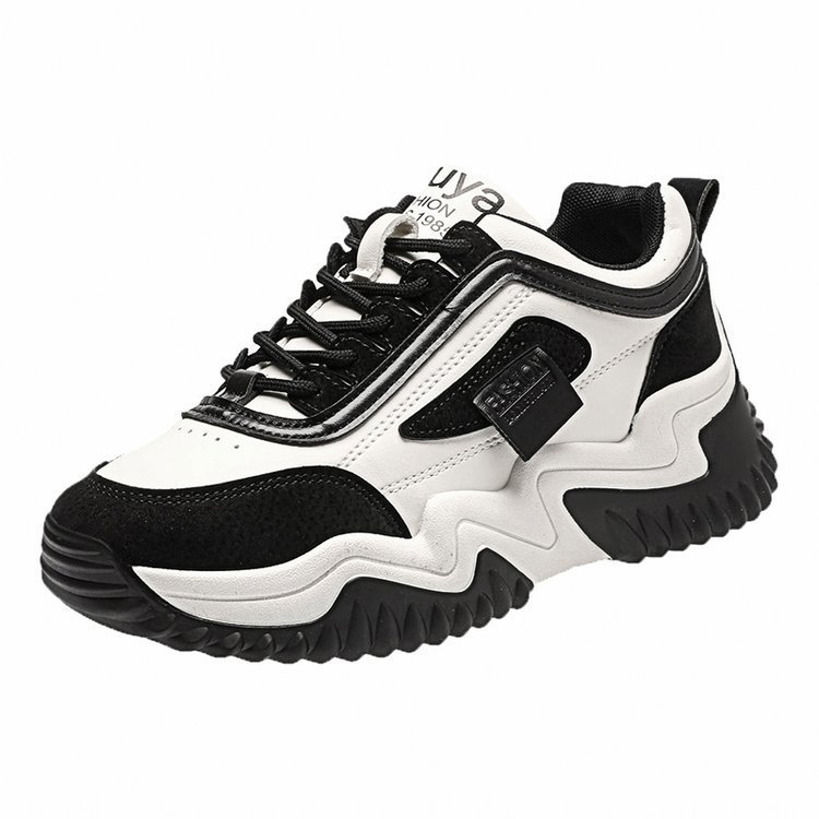 Damen Chunky Sneaker Mit Plateausohle Farbblock Schnürschuhe_voghion.com