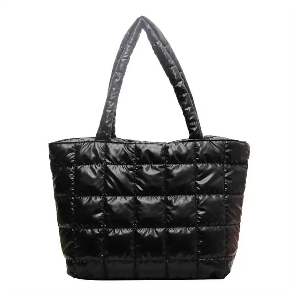 Quilted Puffy Tote Bag For Women Large Capacity Padded Shoulder_voghion.com