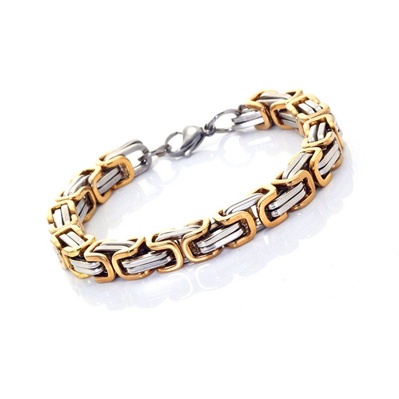 Bracciale cubano con fibbia quadrata in acciaio inossidabile imperiale in titanio, alla moda e alla moda, da uomo._voghion.com