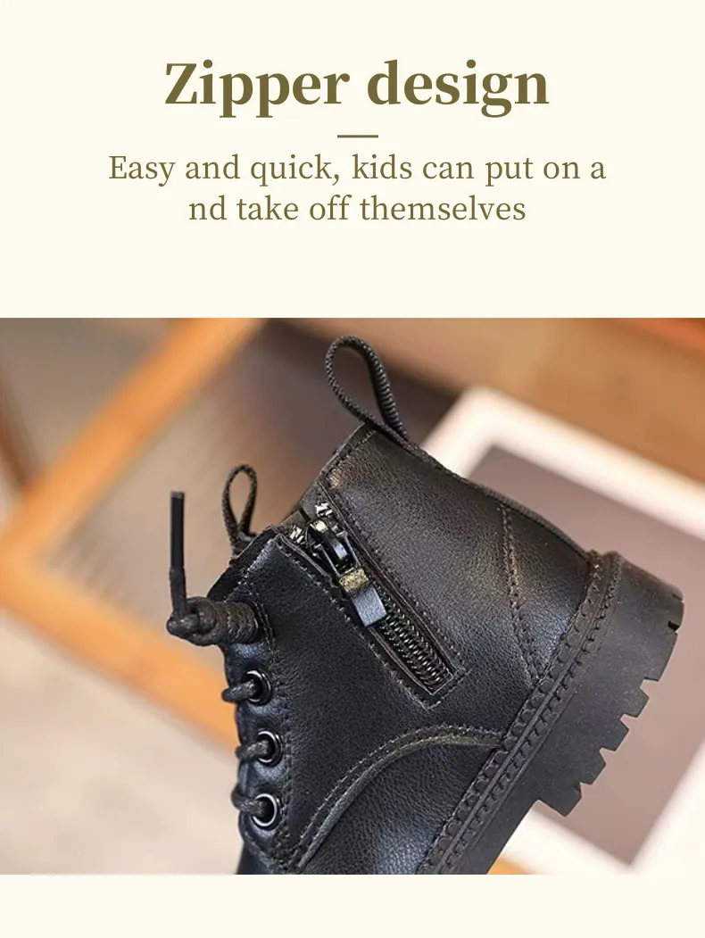 Stylish Children's Fleece Martin Snow Boots Cozy Durable Side-Zip Design for Boys and Girls Aged 1-5 Years_voghion.com