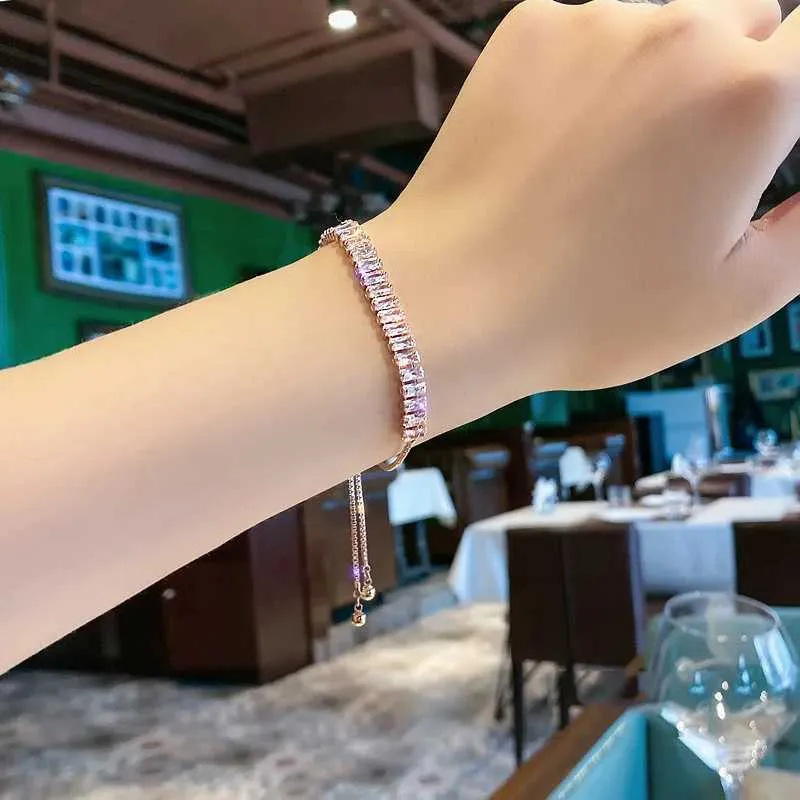 Adjustable Zircon Bangle Bracelet Gold Plated Stainless Steel_voghion.com
