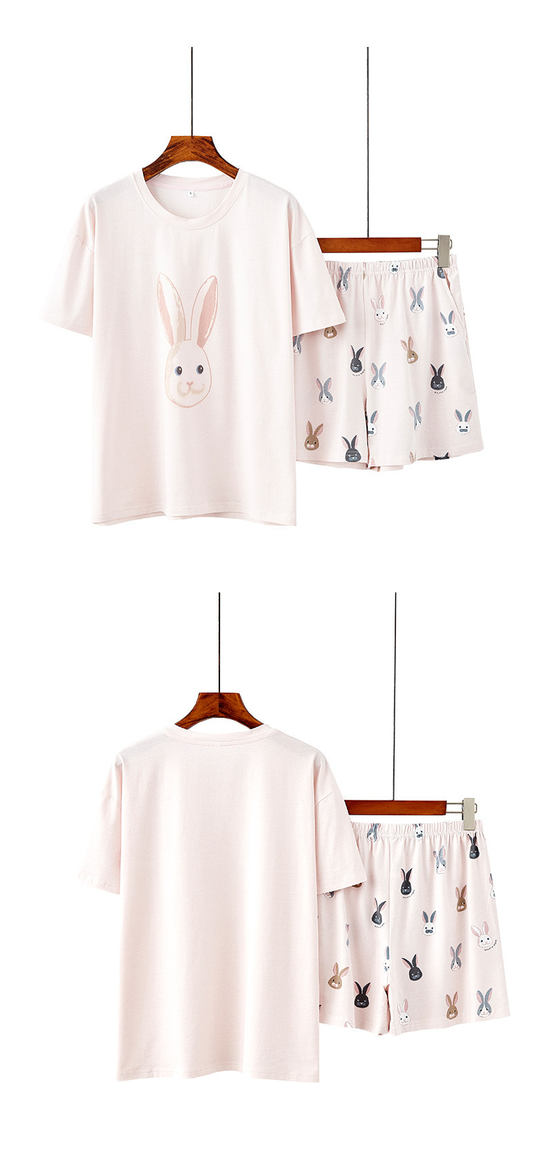 Nachtwäsche für Damen Kurzarm-Shorts Damen-Pyjama mit Rundhalsausschnitt, süße, weiche, lockere und bequeme Heimkleidung_voghion.com