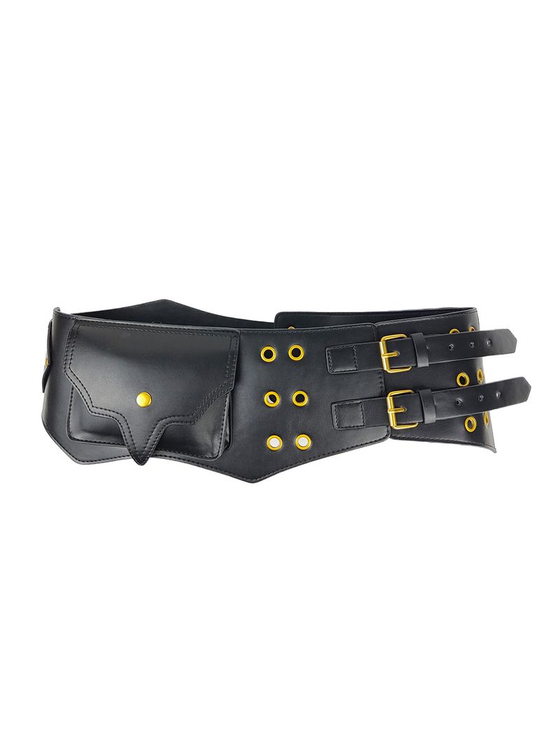 Western Cowboy-Stil Doppelschnalle Metall Niet dreidimensionale Ledergürtel Persönlichkeit Trend Freizeit Mini Gürtel_voghion.com