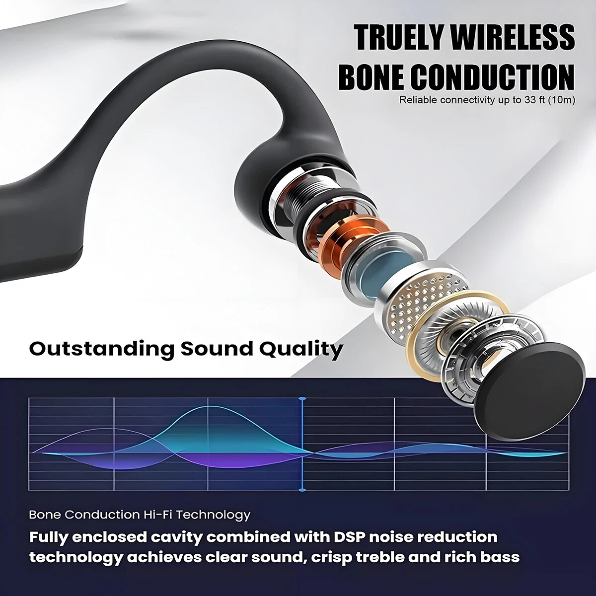 Écouteurs stéréo sans fil Bluetooth à conduction osseuse pour le sport, à oreille ouverte_voghion.com