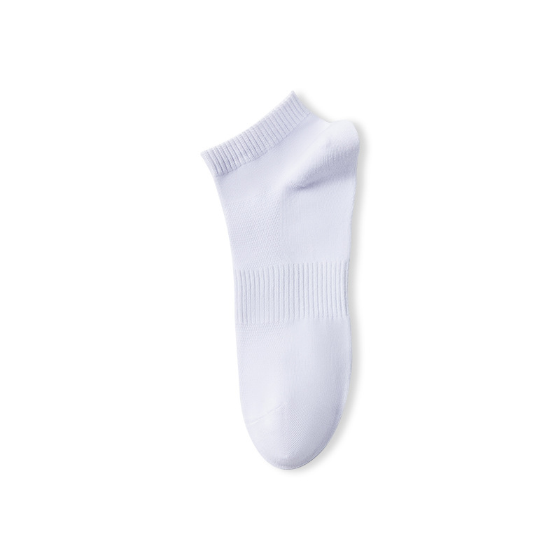2025e Spring Summer Boat Business Mesh Breathable Sweat-Absorbing Men's Short Tube Pure Cotton Solid Color Black Socks_voghion.com