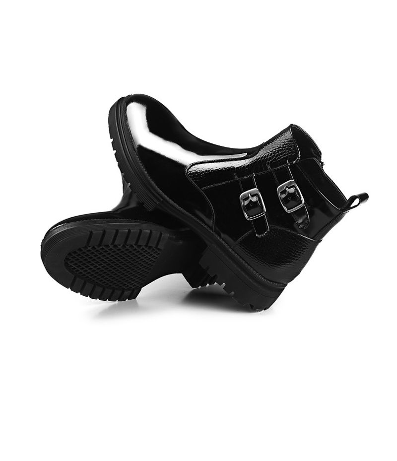 Men’s Shoes leather men's short thick soled big head round boots_voghion.com