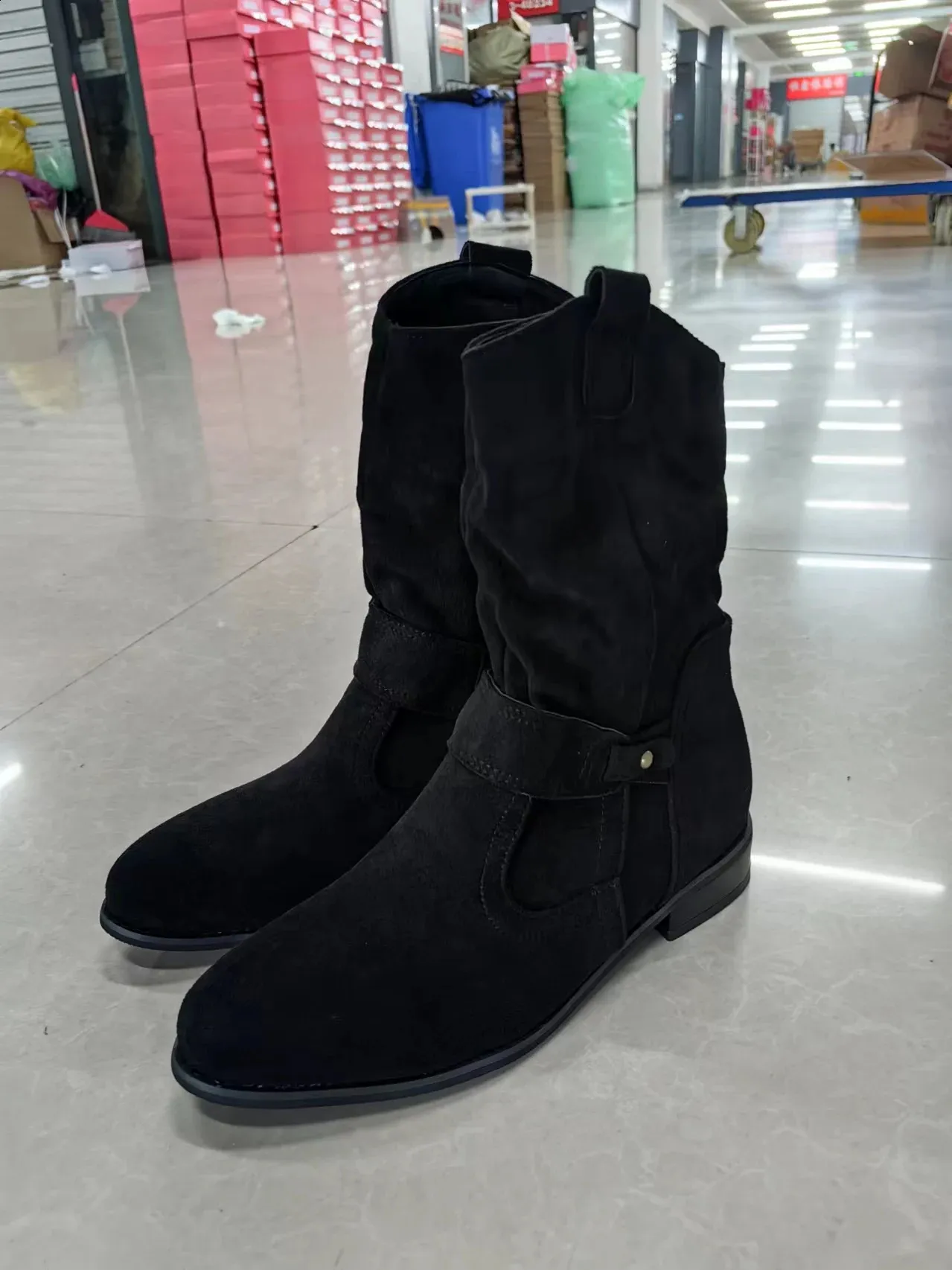 Autumn Winter Artificial Suede Casual Low Heels University Style Shoes Zipper 40-43 Womens Knee High Boots 241116_voghion.com