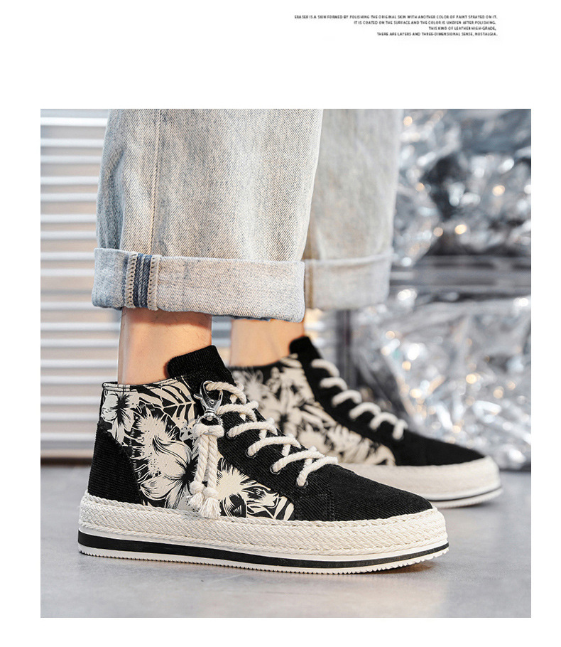 High top canva autumn niche cloth with thick ole elevated height caual board for young port and leiure men'_voghion.com