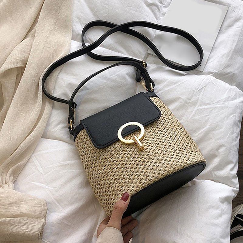 Kleine Stroh Eimer Taschen Frauen Sommer Umhängetaschen Dame Reise Geldbörsen Und Handtaschen Weibliche Schulter_voghion.com