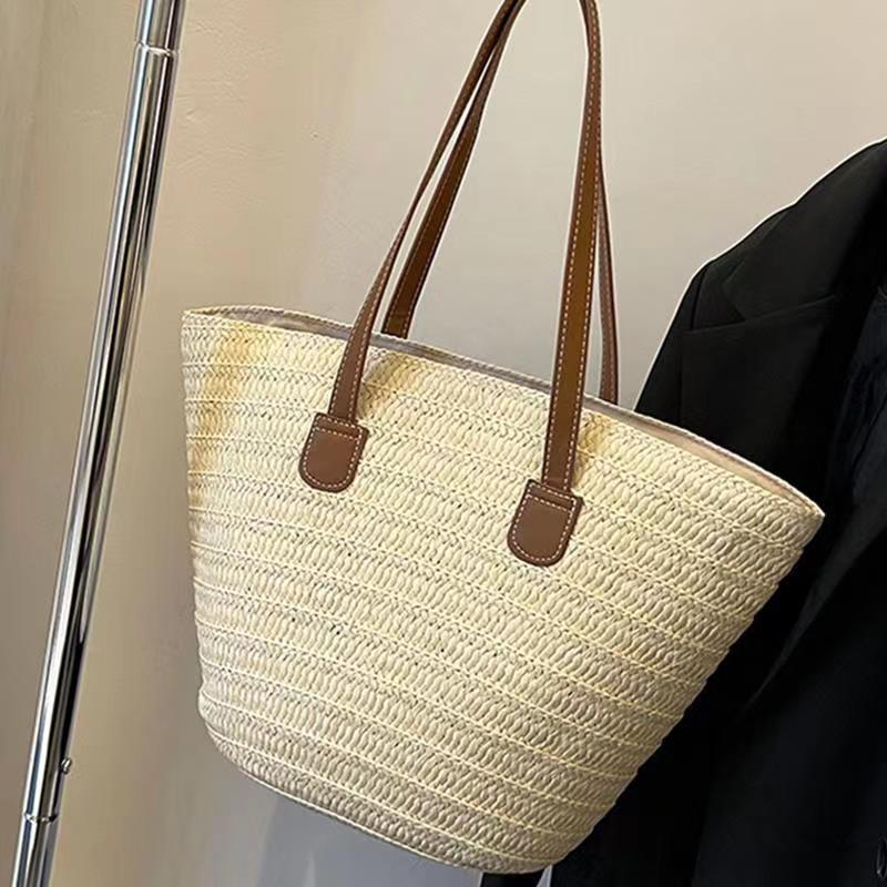 Borsa da spiaggia retrò con tracolla singola in corda di carta intrecciata da donna_voghion.com