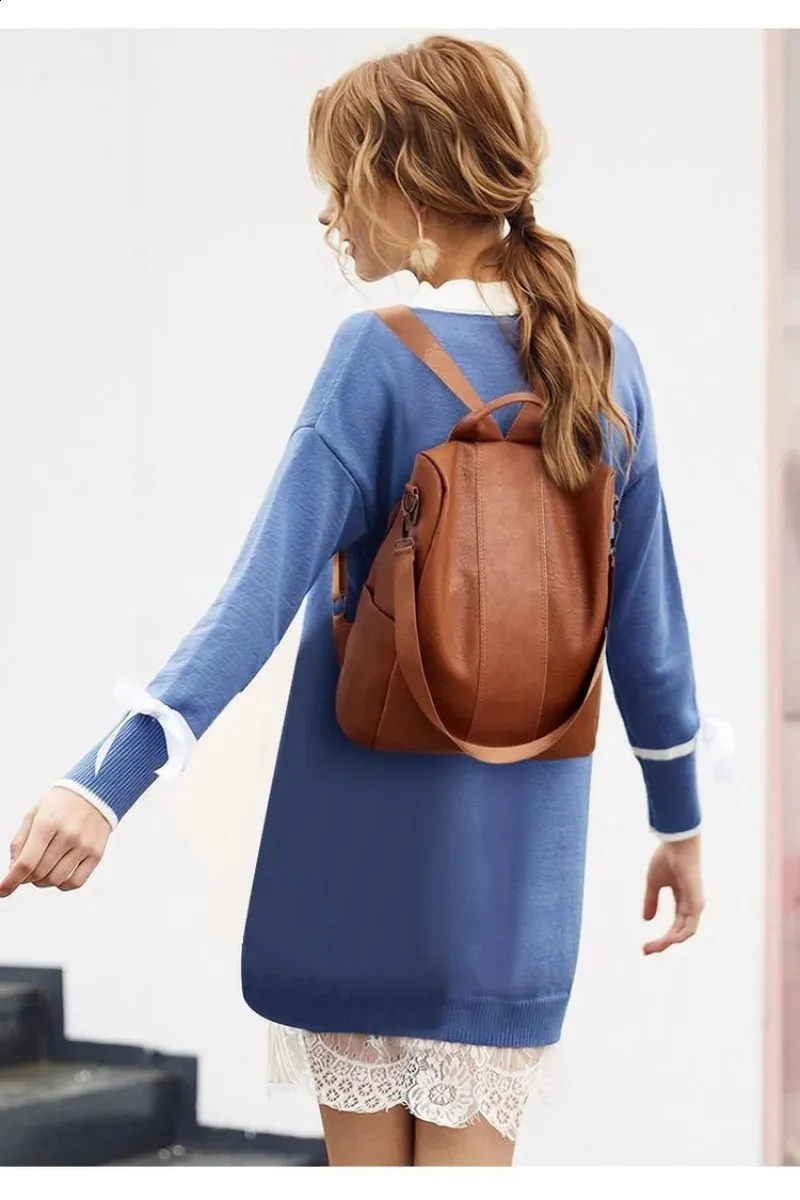 für Damen Große Kapazität Mamatasche Vielseitiger modischer lässiger Rucksack aus weichem Leder 240820_voghion.com