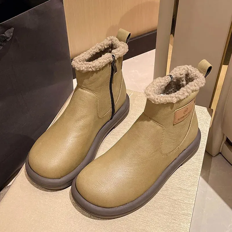 Dames retro sneeuwlaarzen gevoerd met antislipzool warm_voghion.com