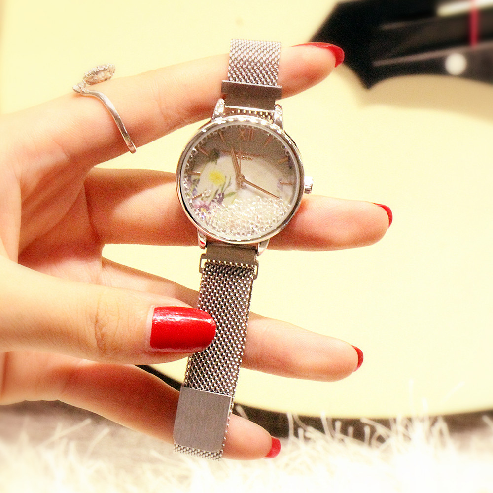 Orologio al quarzo da studente con cintura magnetica in rete da donna di tendenza moda 2024_voghion.com