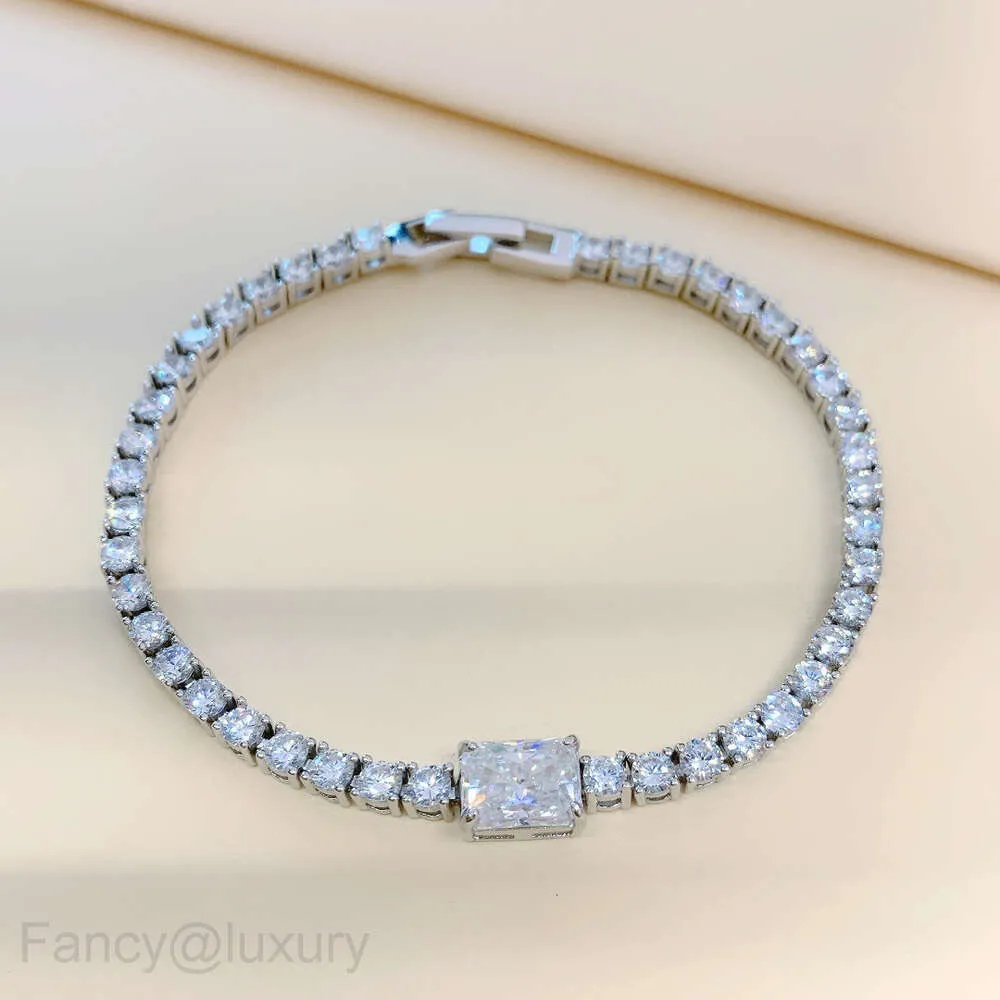 S Sterg Sier Moissanite Full Bracelet Advanced Row Dia Light Tennis Rectangular Hip Hop Men And Women_voghion.com