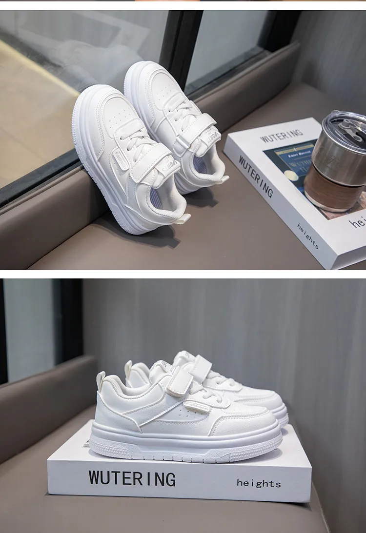 Toddler White Leather Pink Yellow Cute Girls Sneakers Littlesprouts Anti Slip Lightweight Kids Casual Board Soft Sole_voghion.com