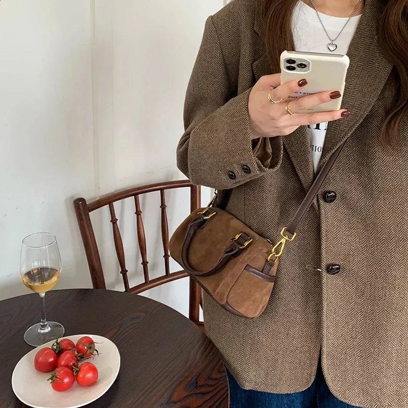 Vintage suède handtas voor dames herfst winter schoudertas elegant_voghion.com
