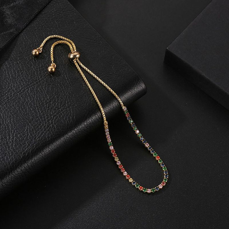 Novos produtos Pulseira ajustável de cristal colorido com zircônia e diamantina para mulheres_voghion.com